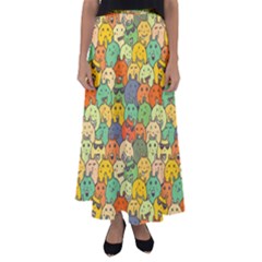 Seamless Pattern With Doodle Bunny Flared Maxi Skirt by uniart180623