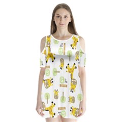 Vector-pattern-with-cute-giraffe-cartoon Shoulder Cutout Velvet One Piece by uniart180623