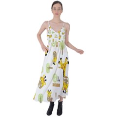 Vector-pattern-with-cute-giraffe-cartoon Tie Back Maxi Dress by uniart180623