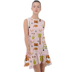 Cute-tiger-car-safari-seamless-pattern Frill Swing Dress by uniart180623