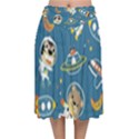 Seamless-pattern-funny-astronaut-outer-space-transportation Velvet Flared Midi Skirt View1