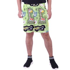 Seamless-pattern-with-wildlife-animals-cartoon Men s Pocket Shorts by uniart180623