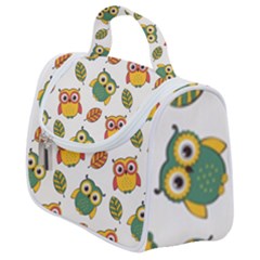 Background-with-owls-leaves-pattern Satchel Handbag by uniart180623