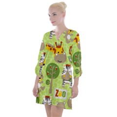 Funny-animals-cartoon Open Neck Shift Dress by uniart180623