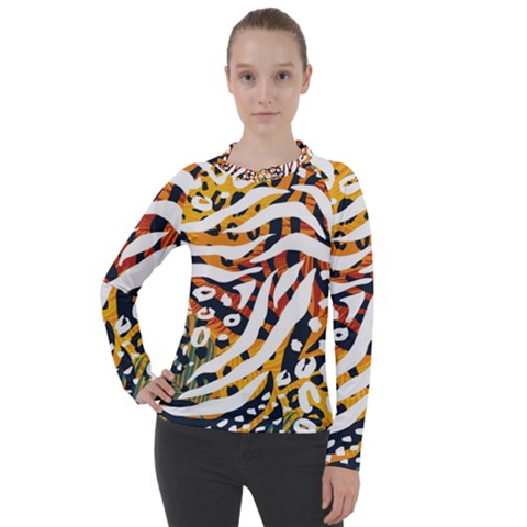 Abstract-geometric-seamless-pattern-with-animal-print Women s Pique Long Sleeve Tee by uniart180623