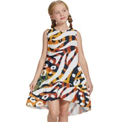 Abstract-geometric-seamless-pattern-with-animal-print Kids  Frill Swing Dress by uniart180623