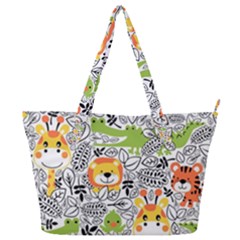 Seamless-pattern-with-wildlife-cartoon Full Print Shoulder Bag by uniart180623