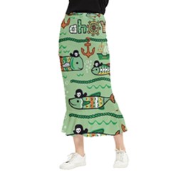 Seamless-pattern-fishes-pirates-cartoon Maxi Fishtail Chiffon Skirt by uniart180623