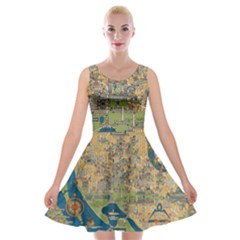 Vintatge Map Of Washington Dc Velvet Skater Dress by uniart180623