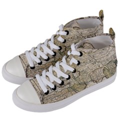 Tartaria Tartaria Empire Map Vintage World Women s Mid-top Canvas Sneakers by uniart180623