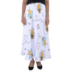 Bee Art Pattern Design Wallpaper Background Print Flared Maxi Skirt by uniart180623