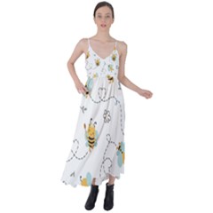 Bee Art Pattern Design Wallpaper Background Print Tie Back Maxi Dress by uniart180623