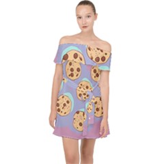 Cookies Chocolate Chips Chocolate Cookies Sweets Off Shoulder Chiffon Dress by uniart180623