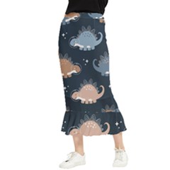 Dino Art Pattern Design Wallpaper Background Maxi Fishtail Chiffon Skirt by uniart180623