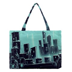 Buildings City Urban Destruction Background Medium Tote Bag by uniart180623