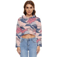 Waves Ocean Sea Water Pattern Rough Seas Women s Lightweight Cropped Hoodie by uniart180623