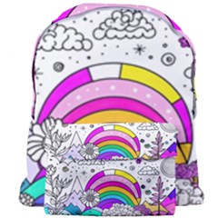 Rainbow Fun Cute Minimal Doodle Drawing Art Giant Full Print Backpack by uniart180623