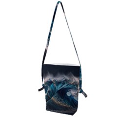 Tsunami Waves Ocean Sea Water Rough Seas Folding Shoulder Bag by uniart180623