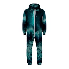 Waves Ocean Sea Tsunami Nautical Blue Sea Art Hooded Jumpsuit (kids) by uniart180623