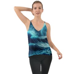 Moonlight High Tide Storm Tsunami Waves Ocean Sea Chiffon Cami by uniart180623