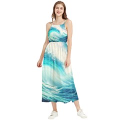 Tsunami Waves Ocean Sea Nautical Nature Water Nature Boho Sleeveless Summer Dress by uniart180623