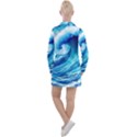 Tsunami Tidal Wave Ocean Waves Sea Nature Water Blue Painting Women s Long Sleeve Casual Dress View2