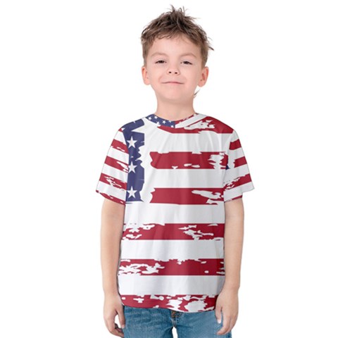 Flag Usa Unite Stated America Kids  Cotton Tee by uniart180623