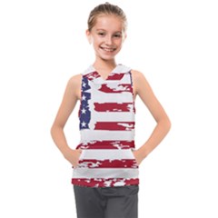 Flag Usa Unite Stated America Kids  Sleeveless Hoodie by uniart180623