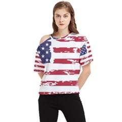 Flag Usa Unite Stated America One Shoulder Cut Out Tee by uniart180623