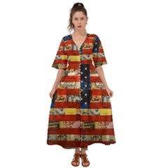 Usa Flag United States Kimono Sleeve Boho Dress by uniart180623