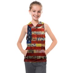 Usa Flag United States Kids  Sleeveless Hoodie by uniart180623