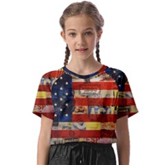 Usa Flag United States Kids  Basic Tee by uniart180623