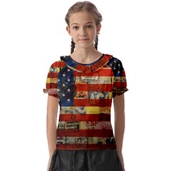 Usa Flag United States Kids  Frill Chiffon Blouse by uniart180623