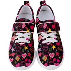 Multicolored Love Hearts Kiss Romantic Pattern Women s Velcro Strap Shoes by uniart180623