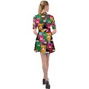 Cat Funny Colorful Pattern Belted Shirt Dress View2