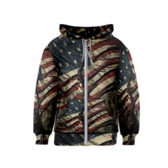 Flag Usa American Flag Kids  Zipper Hoodie by uniart180623