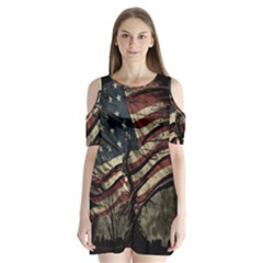 Flag Usa American Flag Shoulder Cutout Velvet One Piece by uniart180623