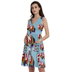 Fun Word Inscription Rainbow Pattern Sleeveless Dress With Pocket by uniart180623