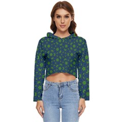 Green Patterns Lines Circles Texture Colorful Women s Lightweight Cropped Hoodie by uniart180623