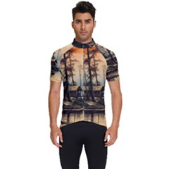 Fantasy Landscape Foggy Mysterious Men s Short Sleeve Cycling Jersey by Ravend