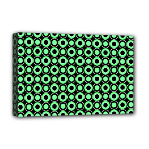 Mazipoodles Green Donuts Polka Dot Deluxe Canvas 18  X 12  (stretched) by Mazipoodles