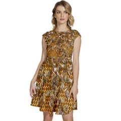 Honey Bee Bees Insect Cap Sleeve High Waist Dress by Ravend