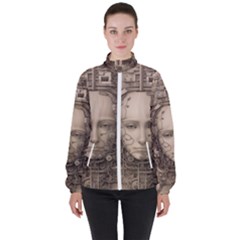 Cyborg Robot Future Drawing Poster Women s High Neck Windbreaker by Ravend