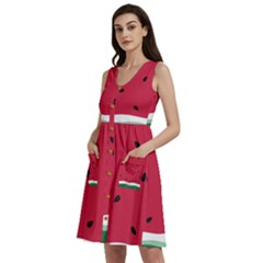 Minimalist Summer Watermelon Wallpaper Sleeveless Dress With Pocket by Ravend