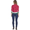 Minimalist Summer Watermelon Wallpaper Women s Draped Front 3/4 Sleeve Shawl Collar Jacket View4