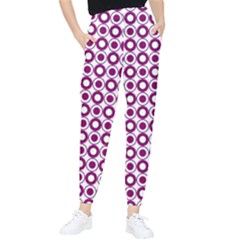 Mazipoodles Magenta White Donuts Polka Dot Women s Tapered Pants by Mazipoodles