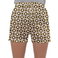 Mazipoodles Olive White Donuts Polka Dot Sleepwear Shorts by Mazipoodles