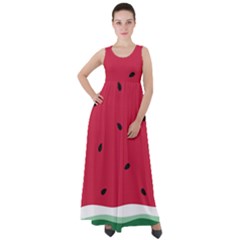 Minimalist Summer Watermelon Wallpaper Empire Waist Velour Maxi Dress by Ravend