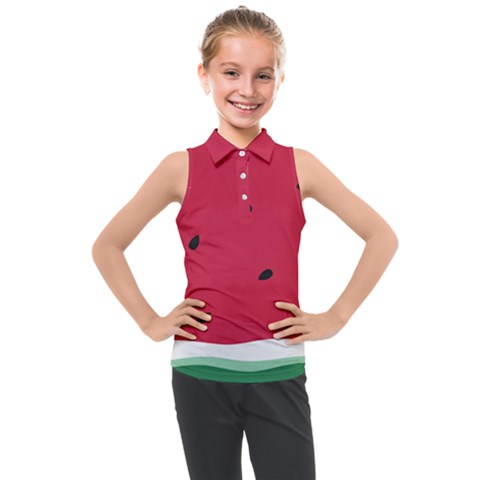 Minimalist Summer Watermelon Wallpaper Kids  Sleeveless Polo Tee by Ravend