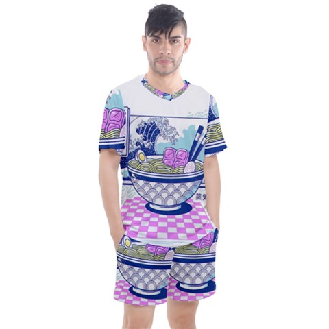 Ramen Kanji Vaporwave Artwork Minimalism Men s Mesh Tee And Shorts Set by Bangk1t